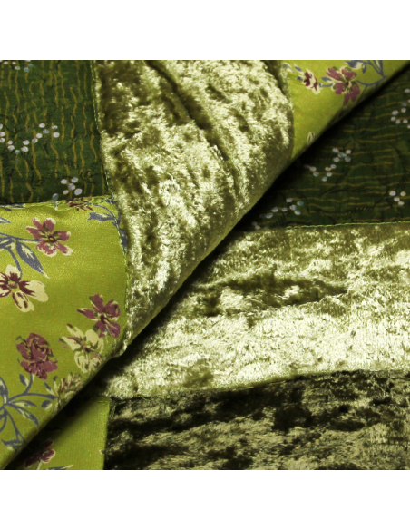 Écharpe patchwork soie & viscose - Vert