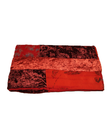 Écharpe patchwork soie & viscose - Rouge