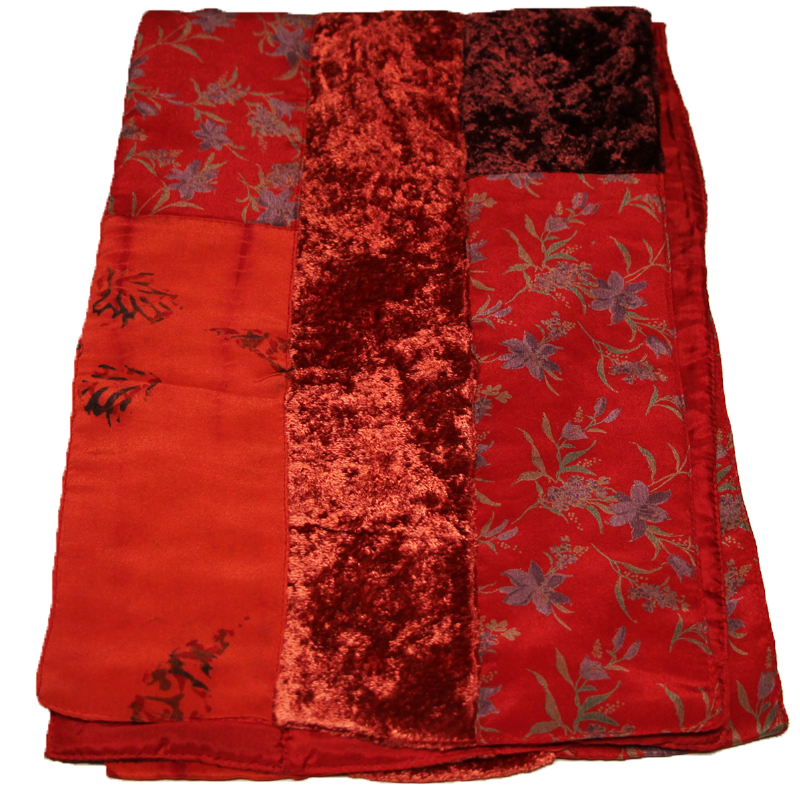 Écharpe patchwork soie & viscose - Rouge