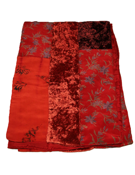 Écharpe patchwork soie & viscose - Rouge