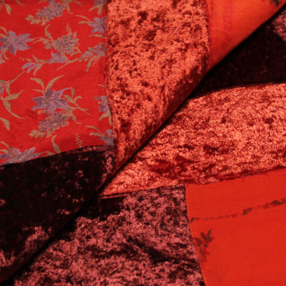 Écharpe patchwork soie & viscose - Rouge 2