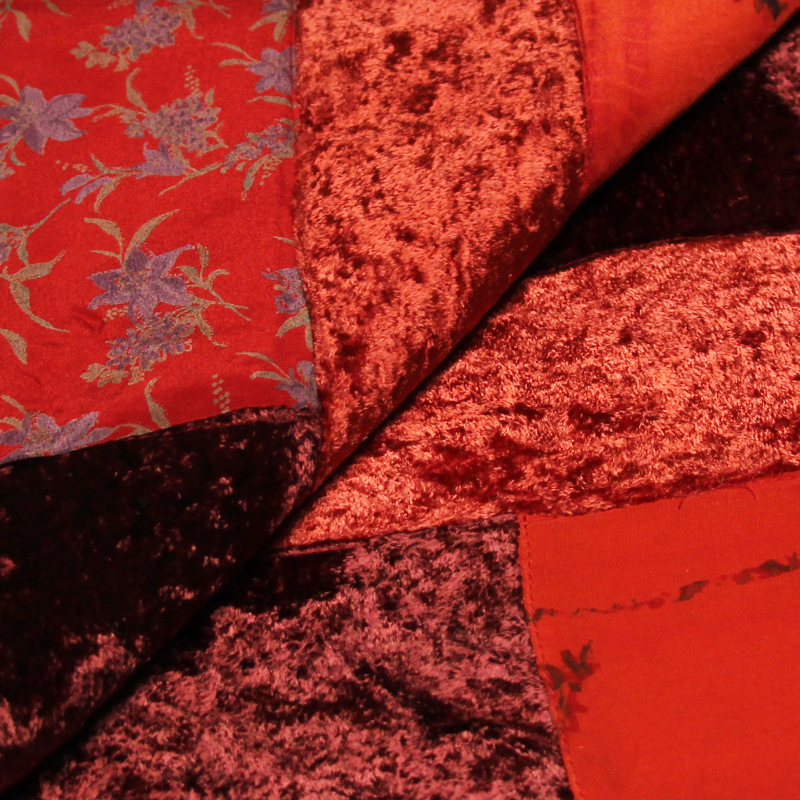 Écharpe patchwork soie & viscose - Rouge