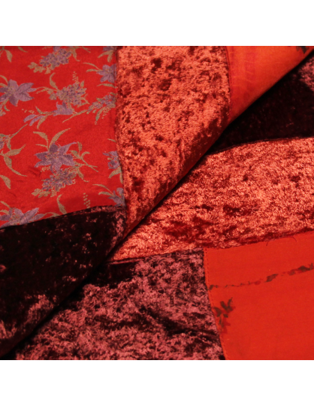 Écharpe patchwork soie & viscose - Rouge