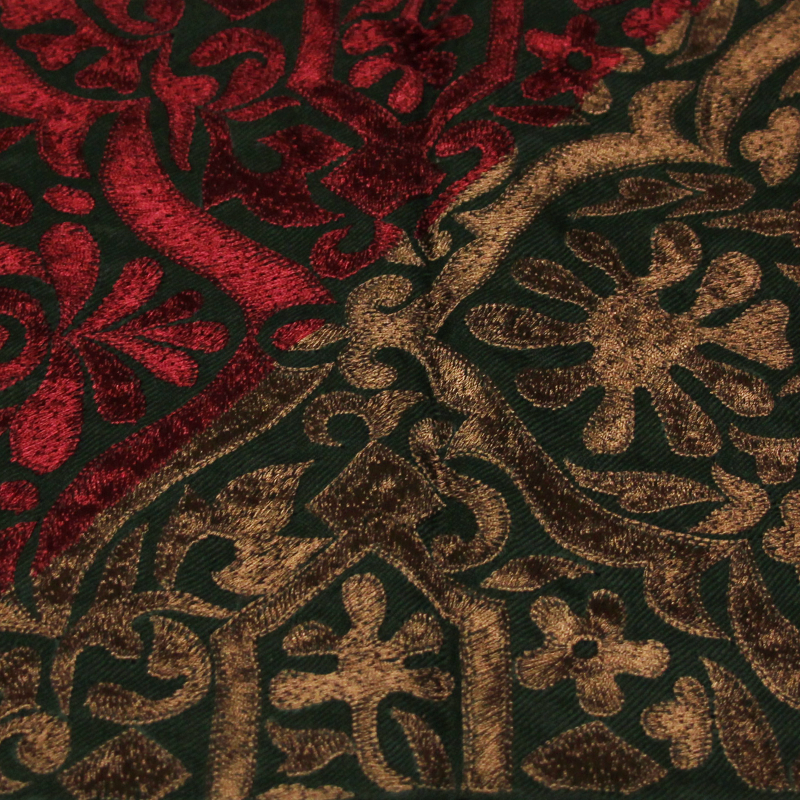 Écharpe 100% laine brodée - Vert