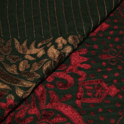 Écharpe 100% laine brodée - Vert 2