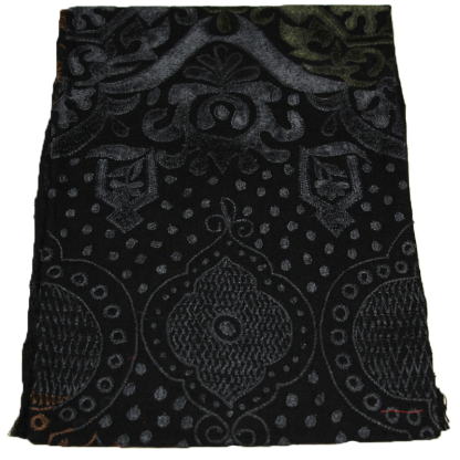 Écharpe 100% laine brodée - Noir