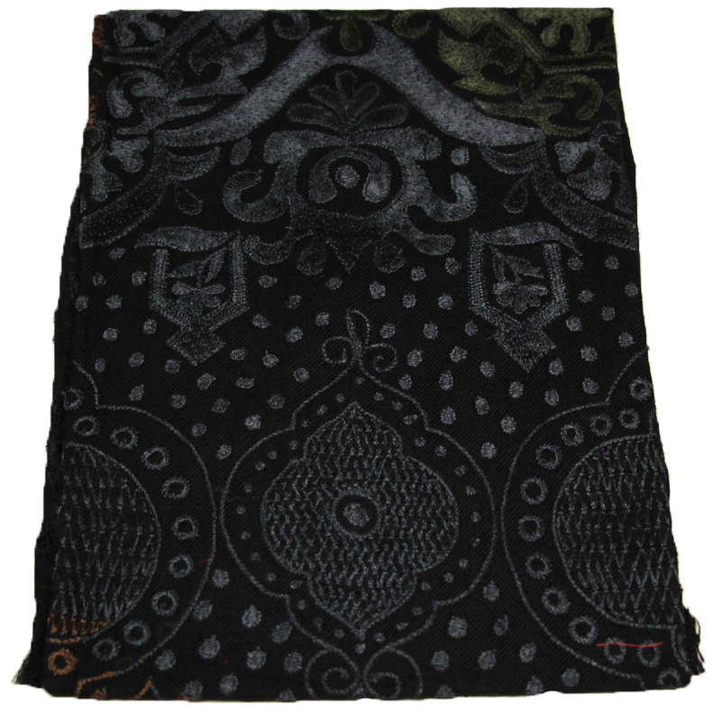 Écharpe 100% laine brodée - Noir