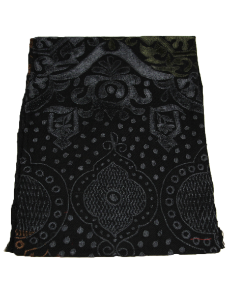 Écharpe 100% laine brodée - Noir