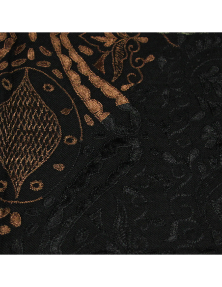 Écharpe 100% laine brodée - Noir