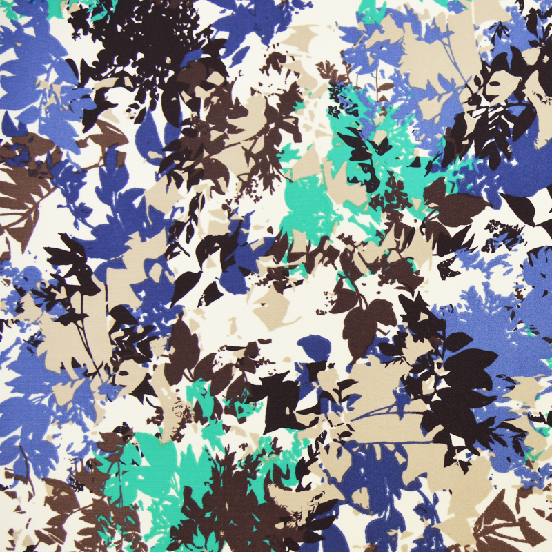 Javanaise imprimée - Feuillage Turquoise et bleu nuit