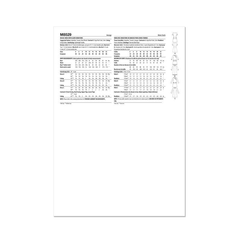 Patron McCall's 8529.D5 - Robe fourreau avec variations de manches