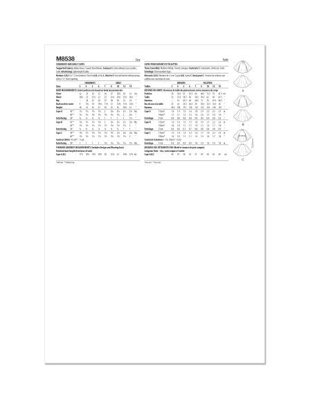 Patron McCall's 8538.HH - Capes pour enfants