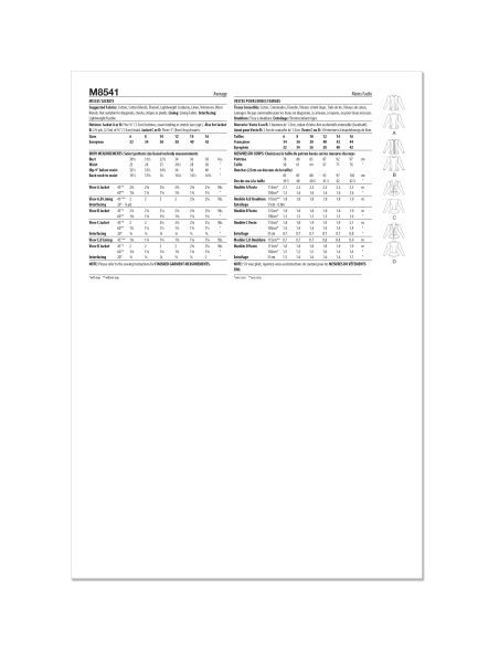 Patron McCall's 8541.A - Veste pour femme