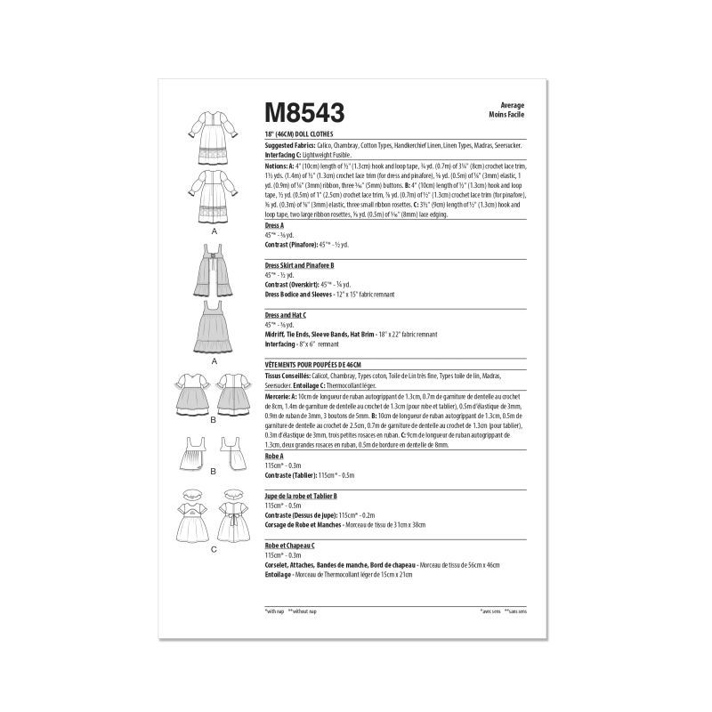 Patron McCall's 8543.OS - Vêtements pour poupées