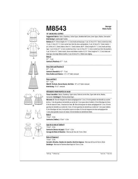 Patron McCall's 8543.OS - Vêtements pour poupées