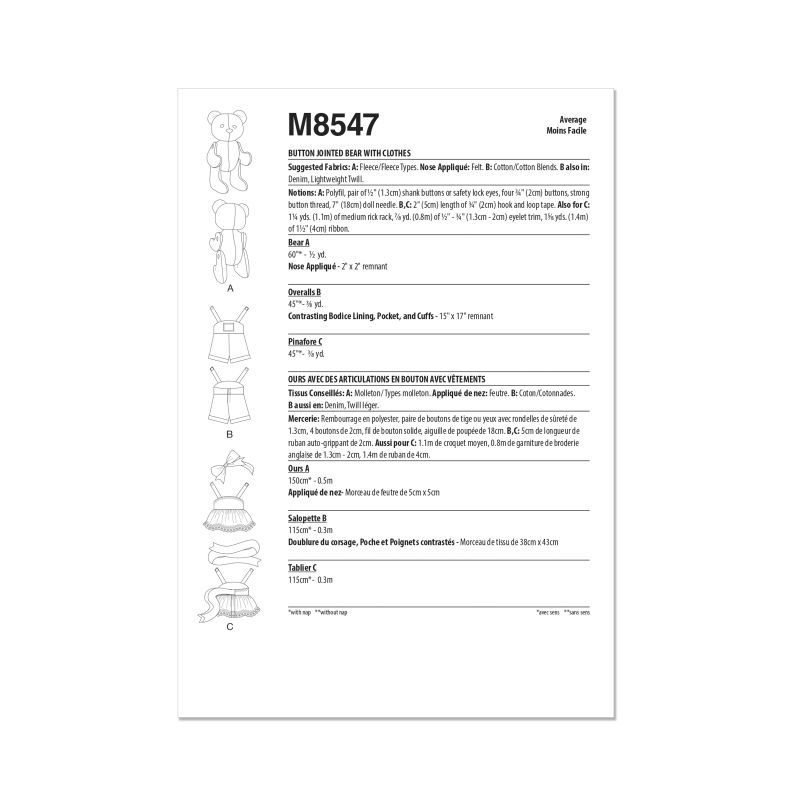 Patron McCall's 8547.OS - Ours en peluche articulé