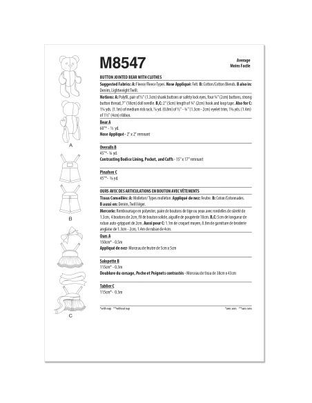 Patron McCall's 8547.OS - Ours en peluche articulé