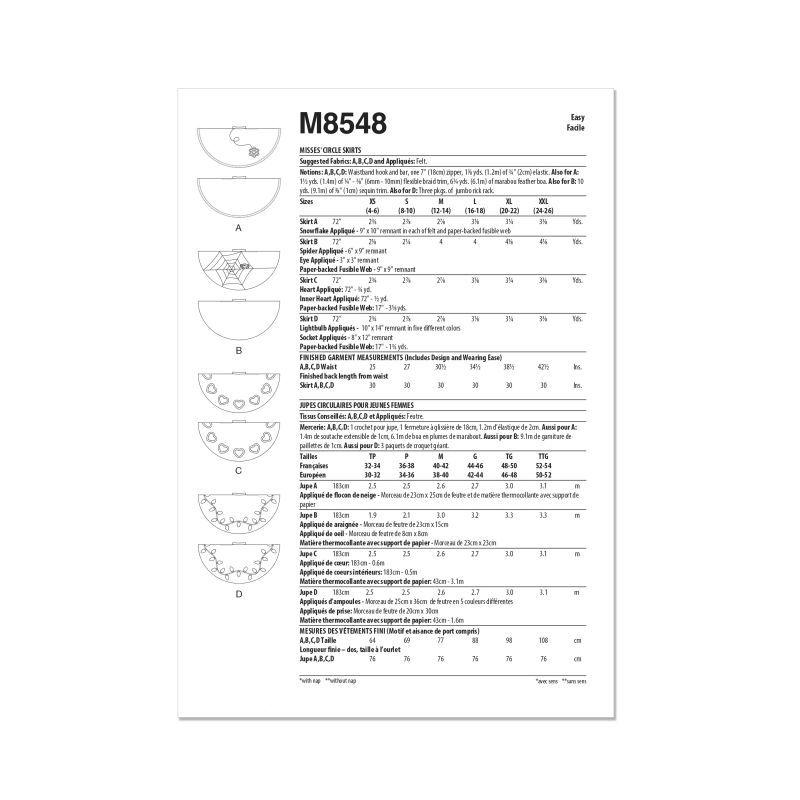 Patron McCall's 8548.A - Jupe circulaire élégante