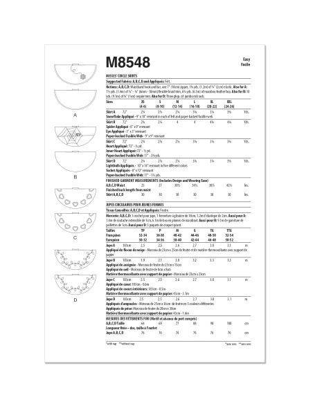 Patron McCall's 8548.A - Jupe circulaire élégante