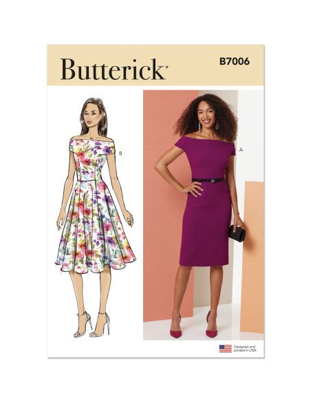 Patron Butterick 7006/K5 (36-44) - Robe élégante avec manches dénudées