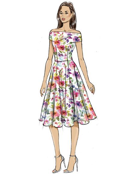 Patron Butterick 7006/K5 (36-44) - Robe élégante avec manches dénudées