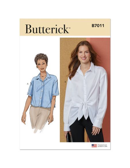 Patron Butterick 7011/H5 (34-42) - Chemisier boutonné avec variations de manches