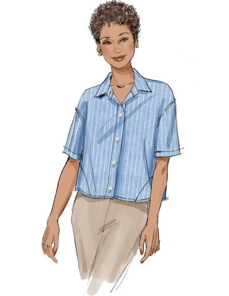 Patron Butterick 7011/H5 (34-42) - Chemisier boutonné avec variations de manches