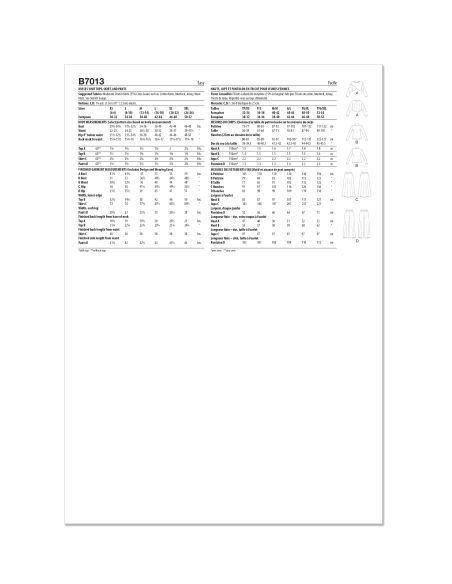 Patron Butterick 7013/A - Hauts en maille, jupe et pantalon