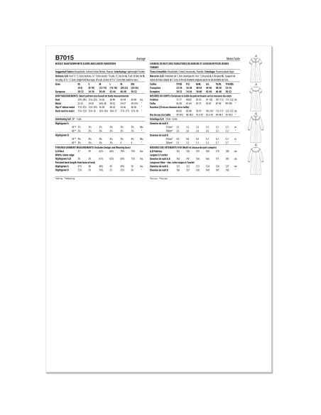 Patron Butterick 7015/A - Chemise de nuit