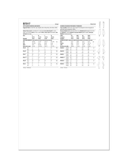 Patron Butterick 7017/A - Ensemble de manches des années 1950