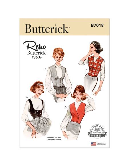 Patron Butterick 7018/H5 (34-42) - Gilet vintage des années 1960