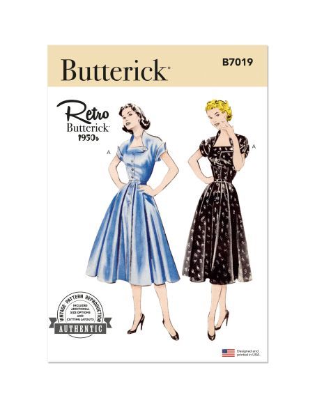 Patron Butterick 7019/K5 (36-44) - Robe vintage des années 1950
