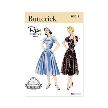 Patron Butterick 7019/K5 (36-44) - Robe vintage des années 1950