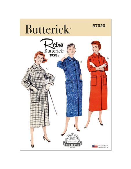 Patron Butterick 7020/N5 (34-40) - Manteau vintage des années 1950