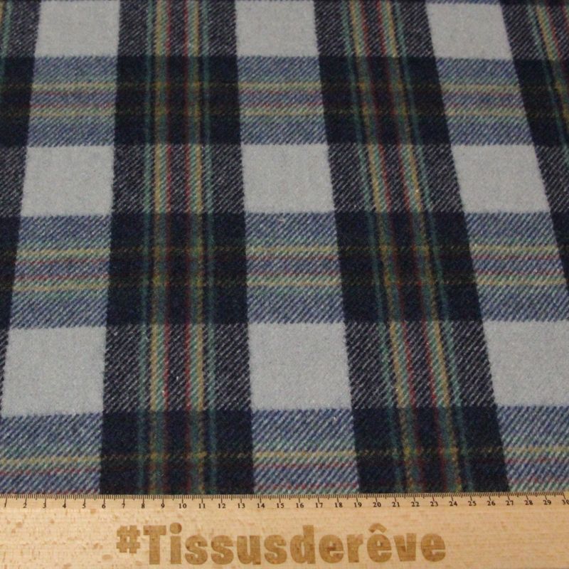 Sergé de laine - Carreaux bleu