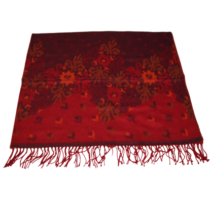 Étole - Motif rouge & prune 2