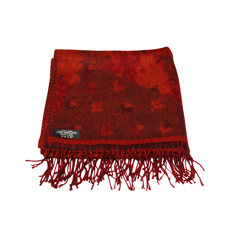 Étole - Motif rouge & prune