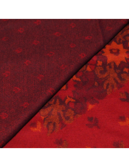 Étole - Motif rouge & prune