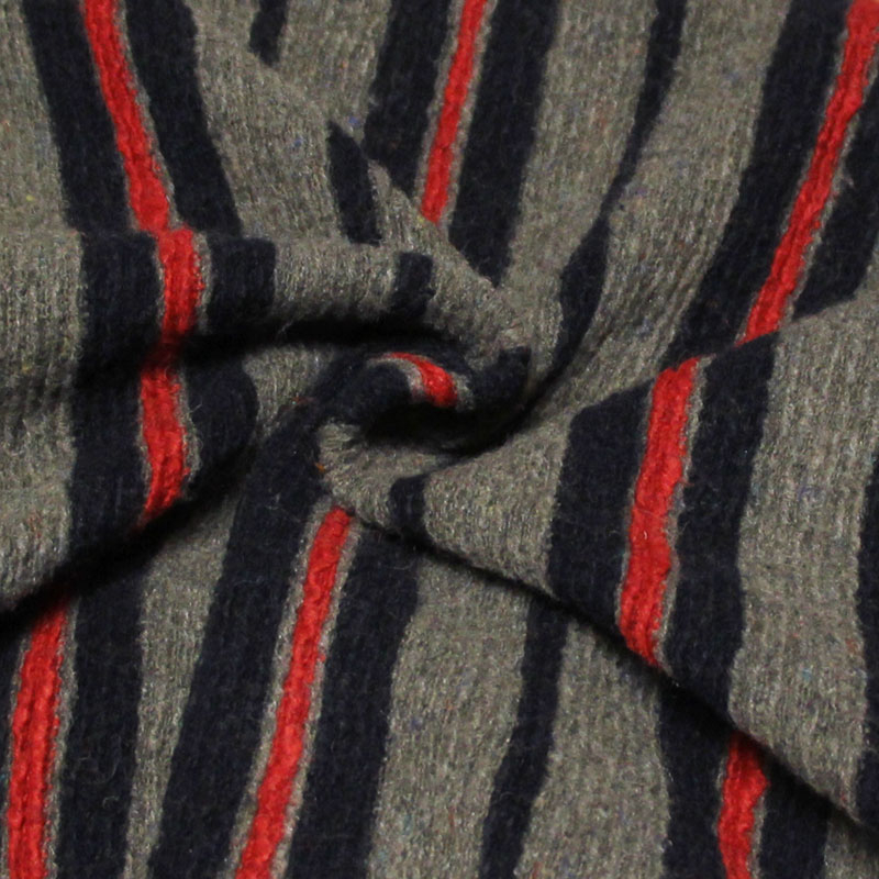 Laine bouillie - Rayure marine, rouge & gris