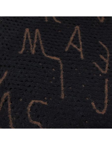 Laine bouillie ajourée - Alphabet marron fond marine