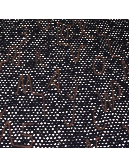 Laine bouillie ajourée - Alphabet marron fond marine