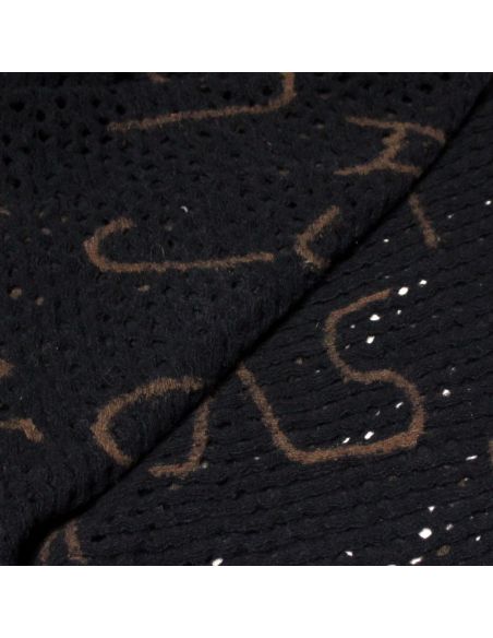 Laine bouillie ajourée - Alphabet marron fond marine