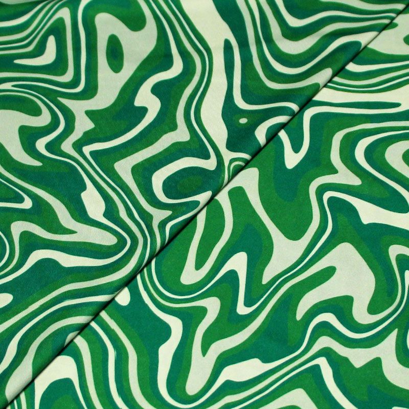 Tissu maillot de bain - Ondulation psychédélique ton vert
