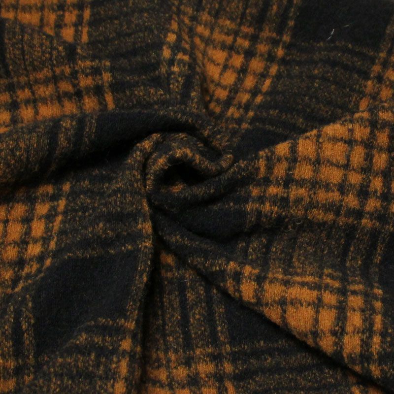 Laine bouillie clan - Orangé fond bleu nuit