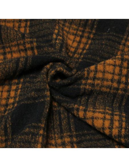 Laine bouillie clan - Orangé fond bleu nuit