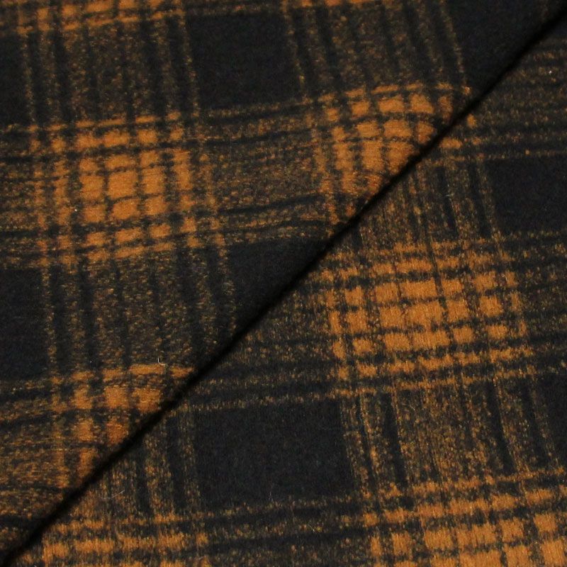 Laine bouillie clan - Orangé fond bleu nuit