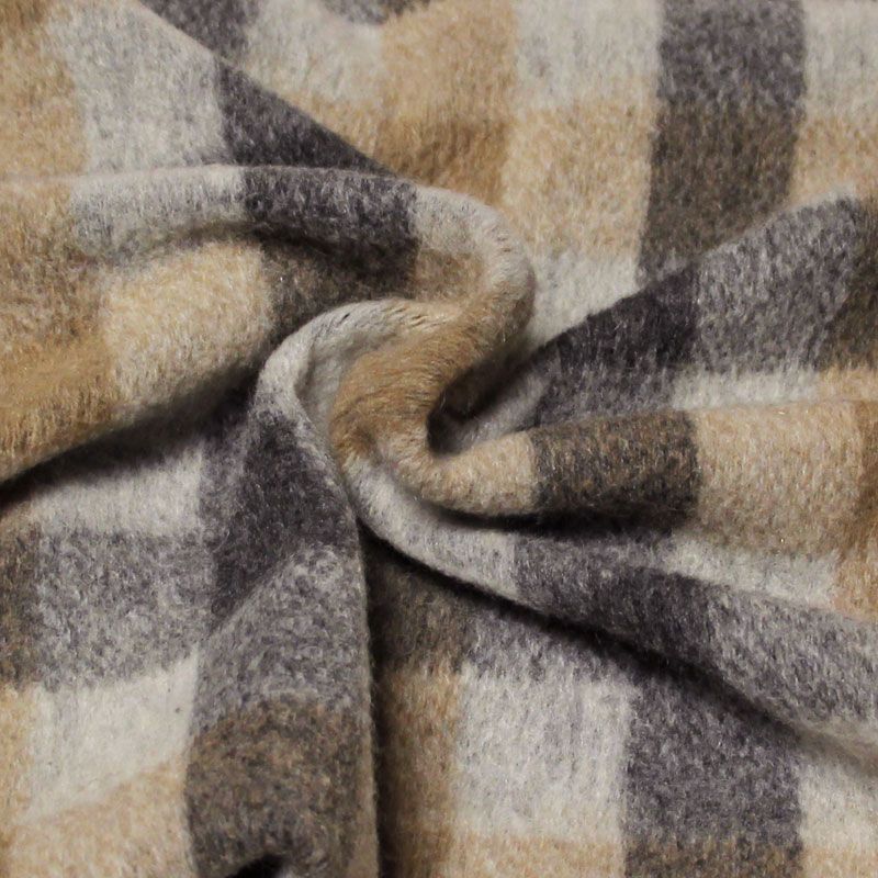 Laine bouillie clan - Beige & anthracite fond gris