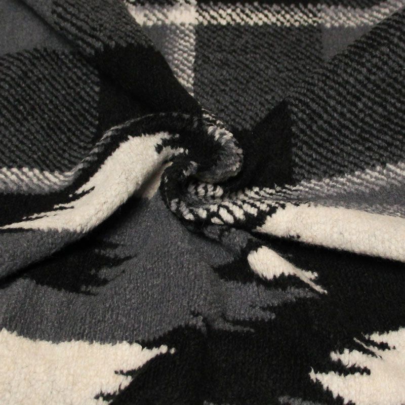 Laine bouillie clan à frange - Noir & gris ligne écru