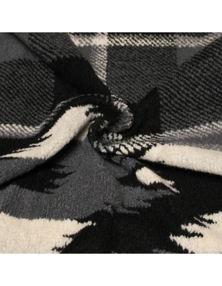 Laine bouillie clan à frange - Noir & gris ligne écru