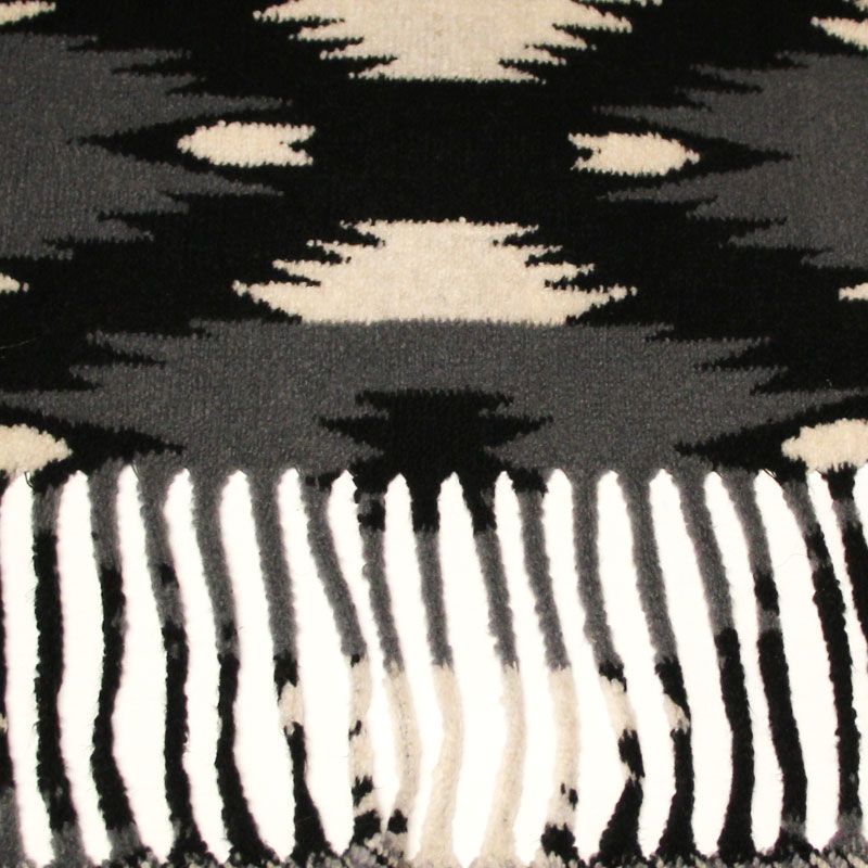 Laine bouillie clan à frange - Noir & gris ligne écru